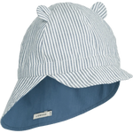 (LW17689) Gorm Reversible Seersucker Sun Hat - Blue wave/creme de la creme