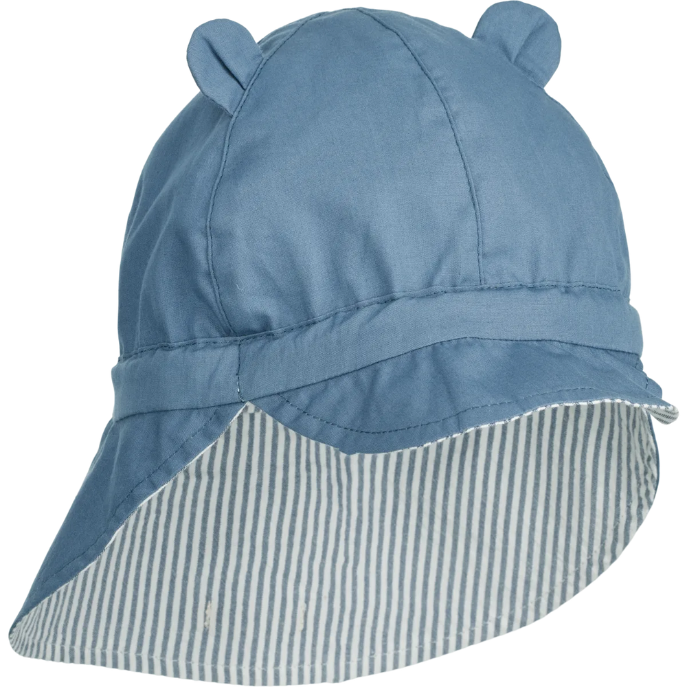 (LW17689) Gorm Reversible Seersucker Sun Hat - Blue wave/creme de la creme - MintMouse (Unicorner Concept Store)
