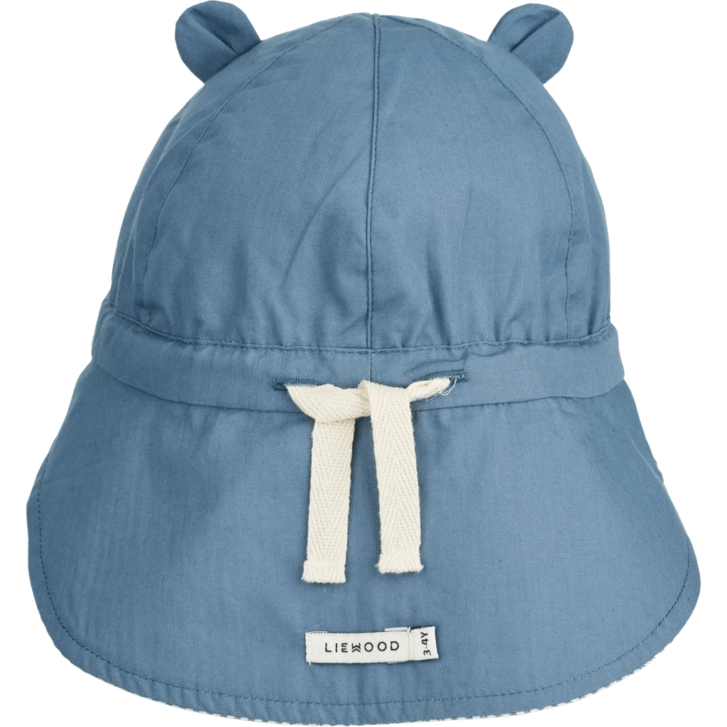 (LW17689) Gorm Reversible Seersucker Sun Hat - Blue wave/creme de la creme - MintMouse (Unicorner Concept Store)