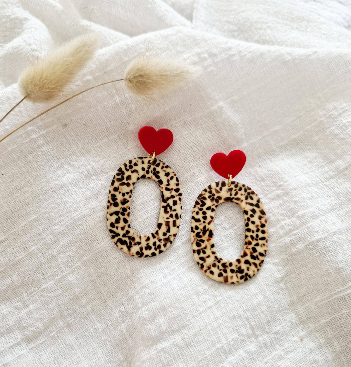 Oval cookie earrings/red heart - MintMouse (Unicorner Concept Store)