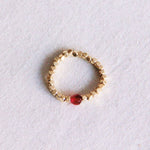 Elastic ring with natural stone - hot pink