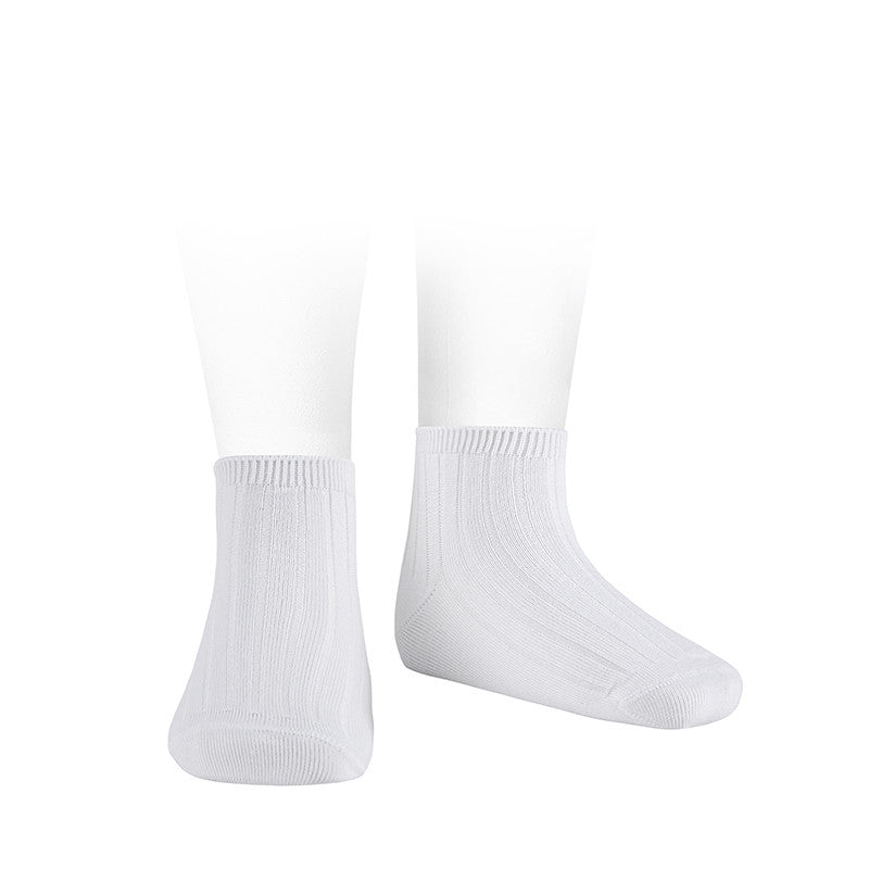 Bamboo rib ankle socks WHITE 200