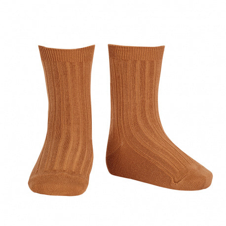 Basic rib short socks CINNAMON