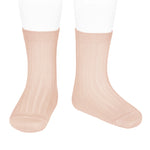 Basic rib short socks NUDE