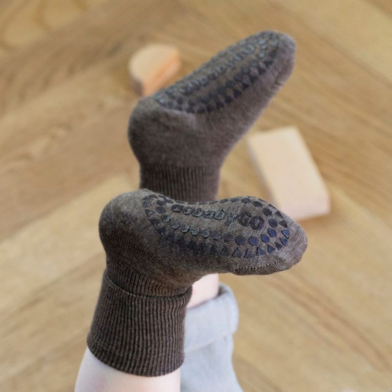 Anti-slip Merino socks - Brown Melange - MintMouse (Unicorner Concept Store)