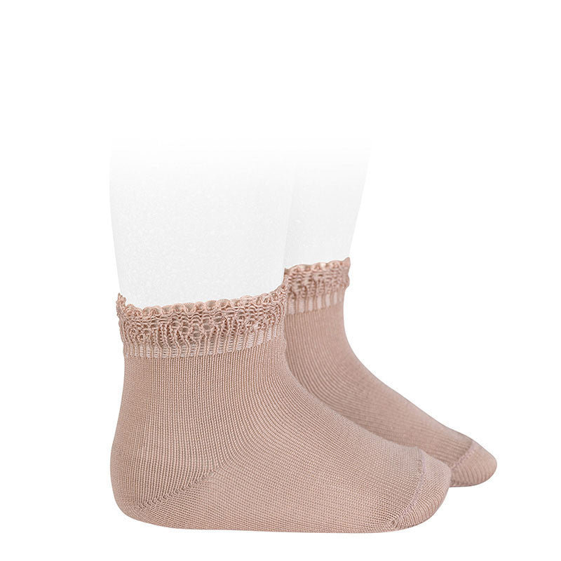 Cotton socks with openwork cuff 544 Old Rose - MintMouse (Unicorner Concept Store)