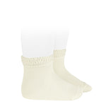 Ceremony short socks with openwork cuff BEIGE 303