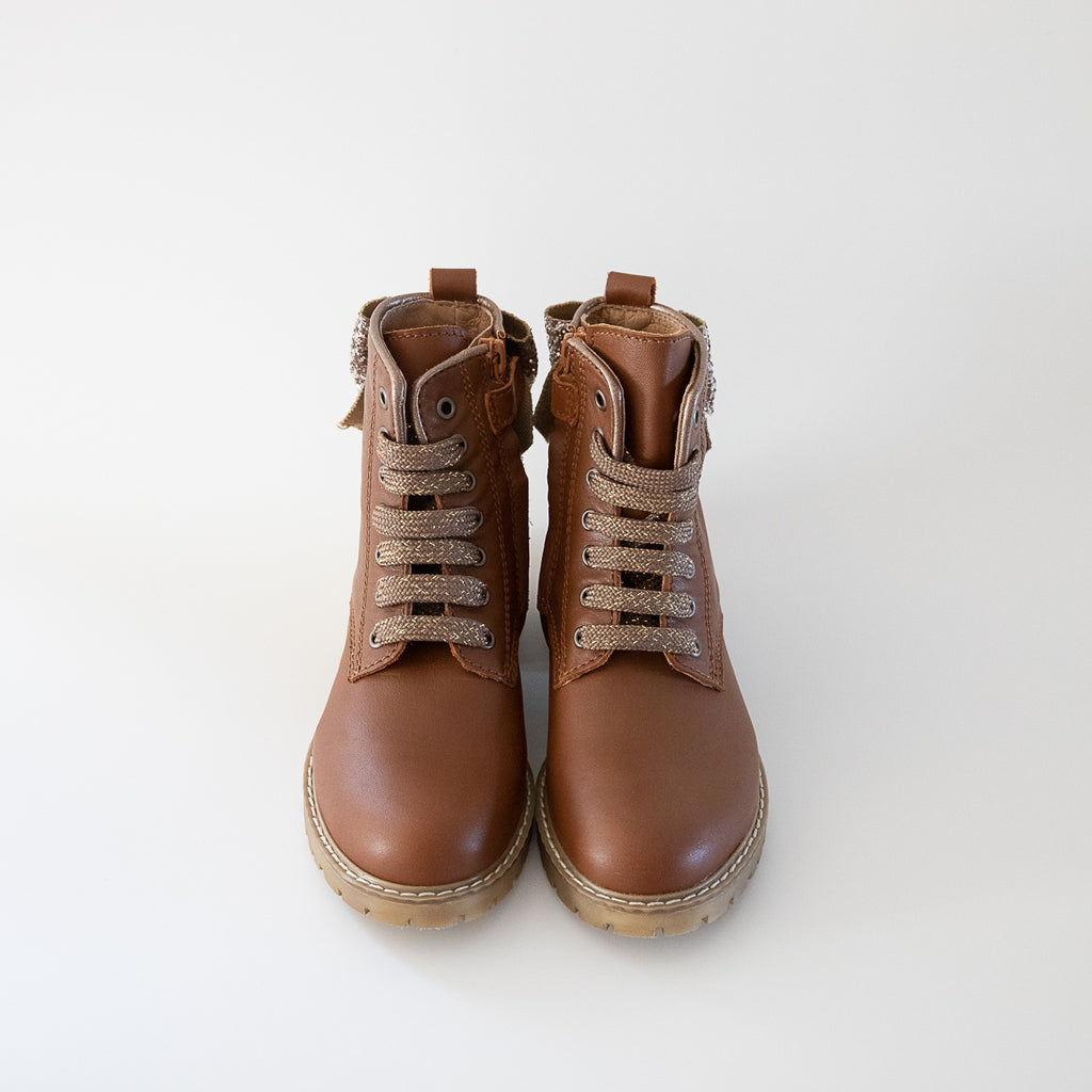 Cognac Glitter bow CLIC shoes (CL-2023-GC / CL-20233 ) - MintMouse (Unicorner Concept Store)