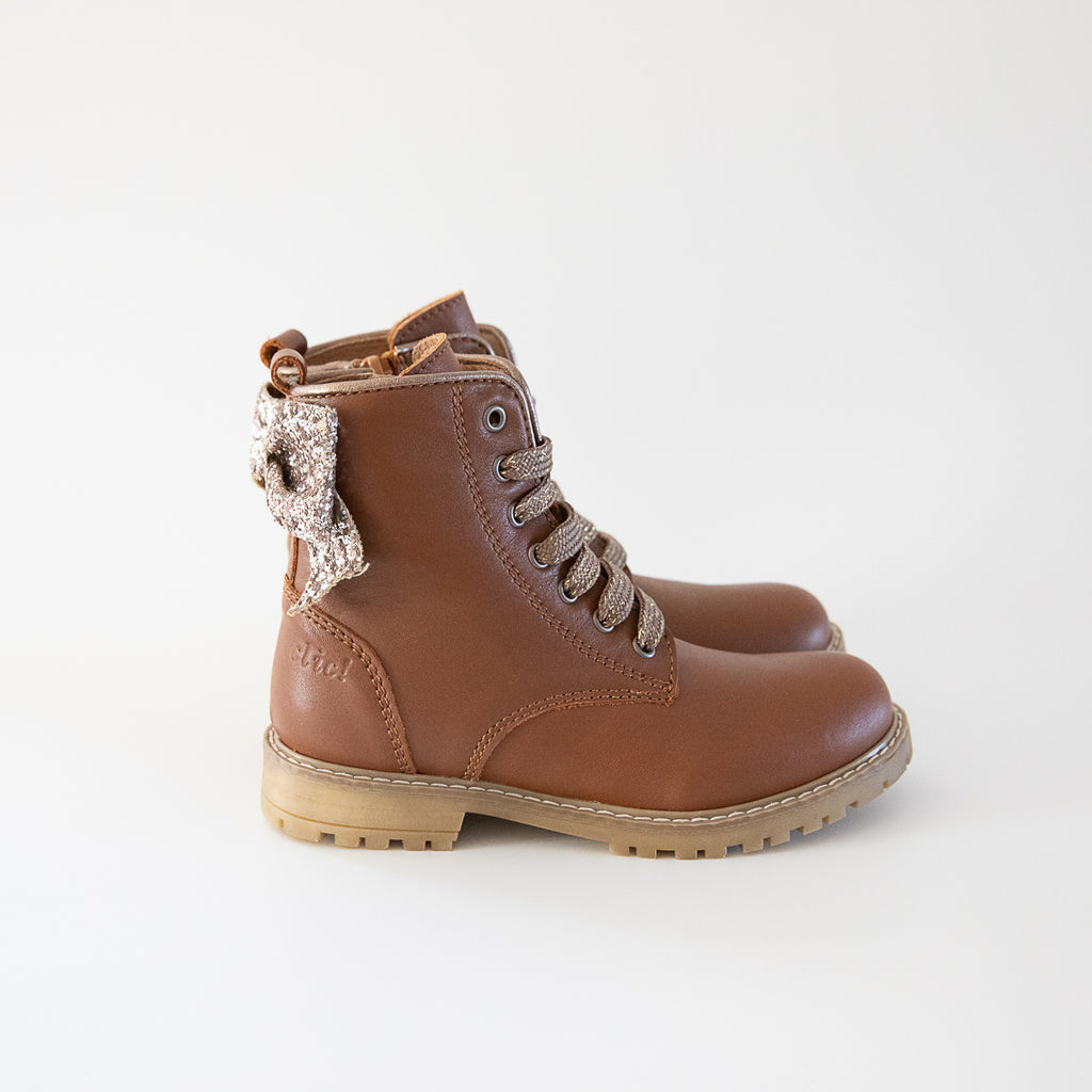 Cognac Glitter bow CLIC shoes (CL-2023-GC / CL-20233 ) - MintMouse (Unicorner Concept Store)