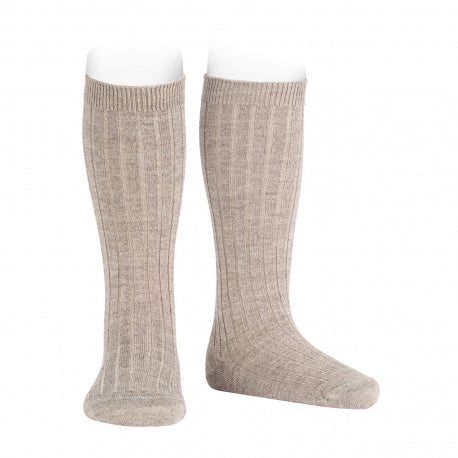 Merino wool-blend rib knee socks NOUGAT - MintMouse (Unicorner Concept Store)