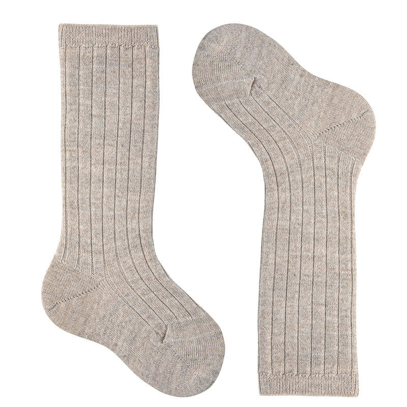Merino wool-blend rib knee socks NOUGAT - MintMouse (Unicorner Concept Store)