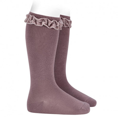 Knee socks with velvet ruffle cuff IRIS - MintMouse (Unicorner Concept Store)
