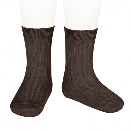 Basic rib short socks BROWN - MintMouse (Unicorner Concept Store)