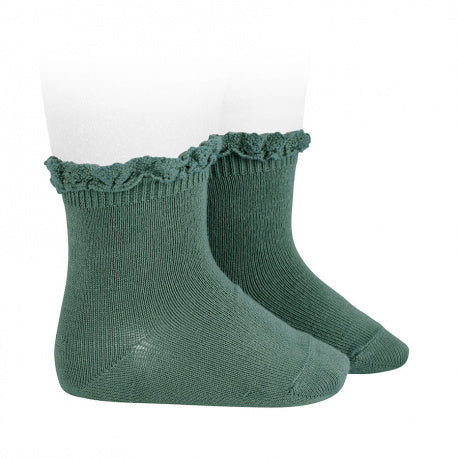 Short socks with lace edging cuff LICHEN GREEN - MintMouse (Unicorner Concept Store)