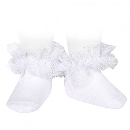Ankle socks with ruched tulle strap WHITE - 200 - MintMouse (Unicorner Concept Store)