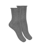 Woman rolled-cuff short socks LIGHT GREY
