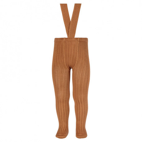 Rib tights with elastic suspenders CINNAMON - MintMouse (Unicorner Concept Store)