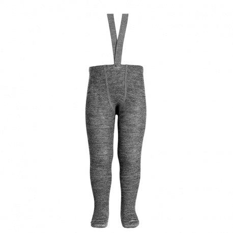 Tights with elastic suspenders Merino wool blend ribbed - Light Grey - MintMouse (Unicorner Concept Store)
