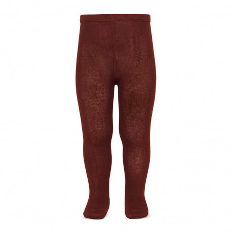 Plain stitch basic tights BURGUNDY - 572