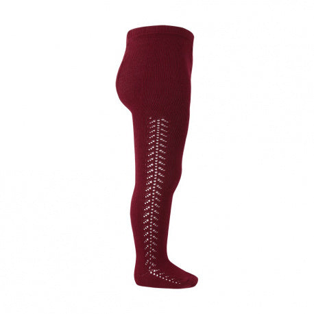 Side openwork warm tights BURGUNDY - MintMouse (Unicorner Concept Store)