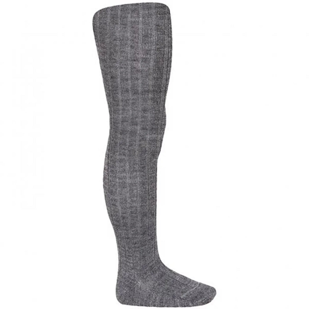 Merino wool-blend rib tights LIGHT GREY