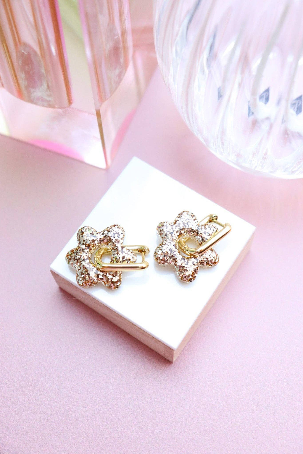 Jojo gold earrings: Flowers + Gold Oval Hoops - MintMouse (Unicorner Concept Store)