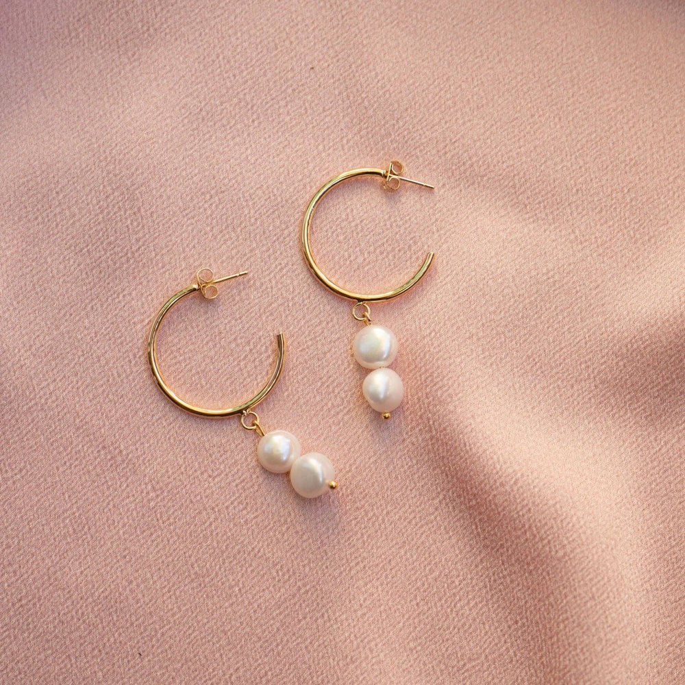 Hoop earrings with pearls - CHARLIZE
