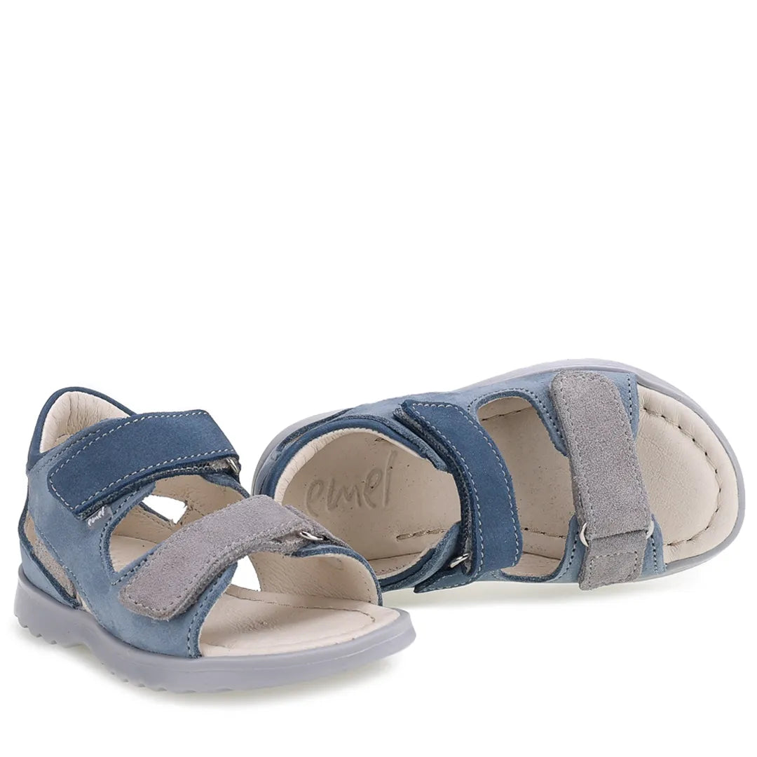 (2766A-21) Emel Blue Velcro Sandals