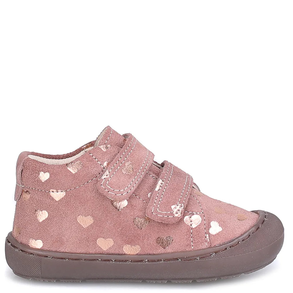 (E2810A-1) Emel first shoes Lima barefoot heart pink