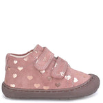 (E2810A-1) Emel first shoes Lima barefoot heart pink