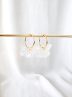 PEONY hoop earrings - Transparent: 30 mm hoop earrings + petals