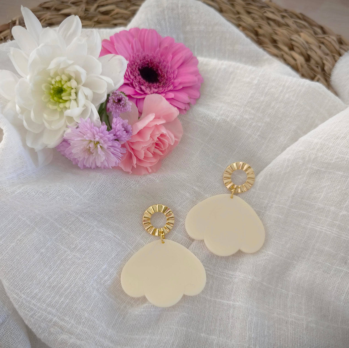 Ecru Petal Acrylic Earrings - MintMouse (Unicorner Concept Store)