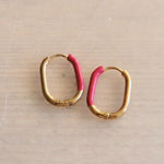 Steel oval colored creole 21mm – fuchsia/gold