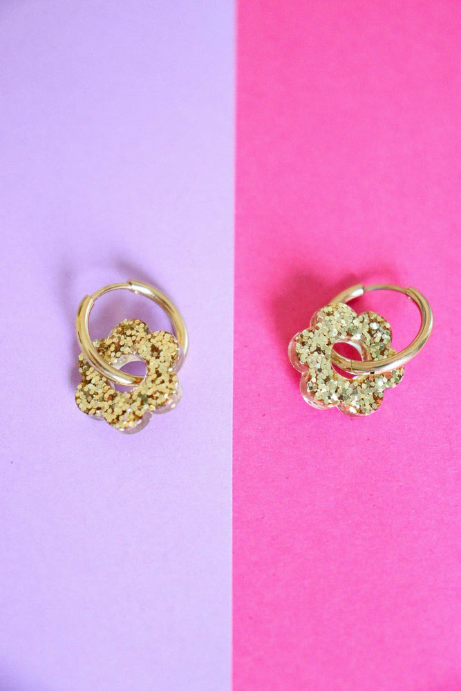 Isabelle Gold earrings: Resin flowers only x2