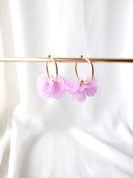 PEONY hoop earrings - Pale purple: 30 mm hoop earrings + petals
