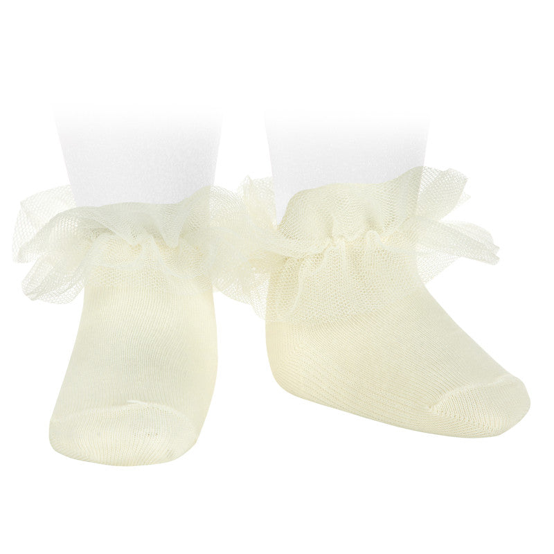 Tulle frill ankle socks 303 Beige - MintMouse (Unicorner Concept Store)