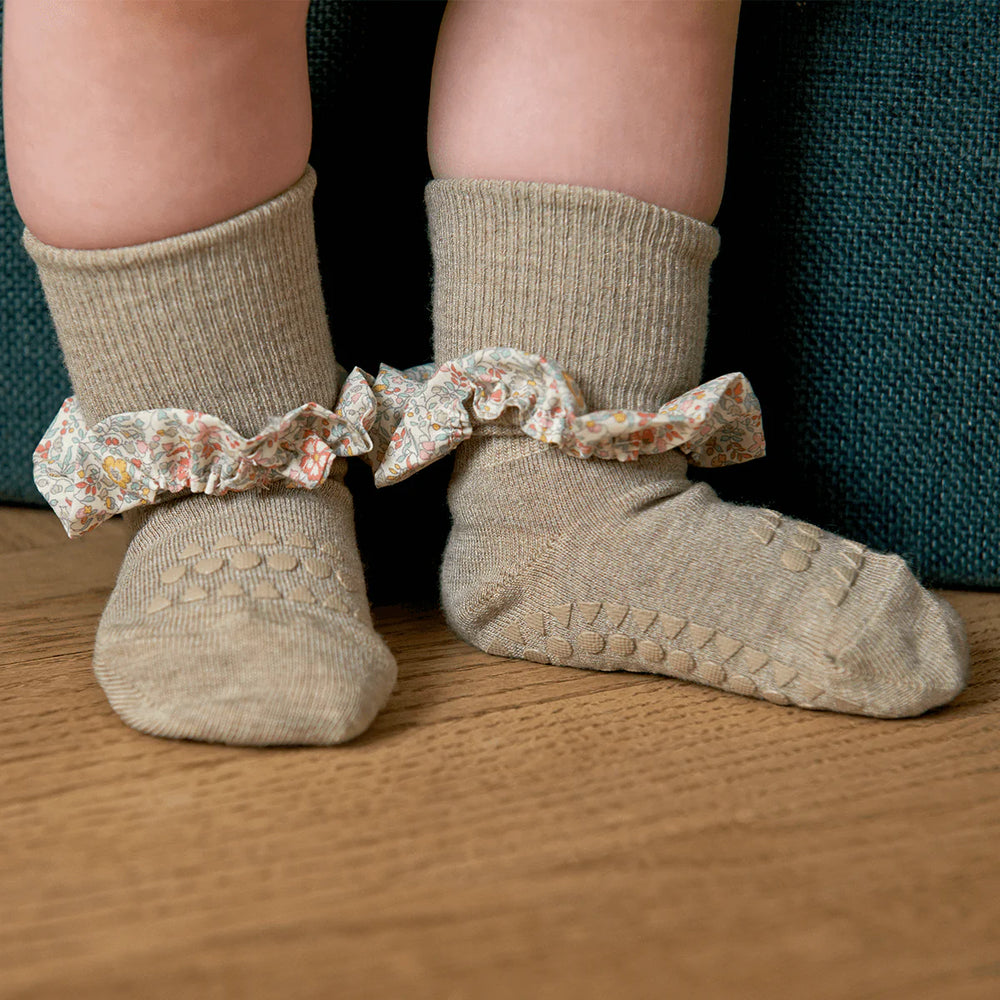 Non-slip Socks Bamboo Sand, Liberty Ruffle - MintMouse (Unicorner Concept Store)