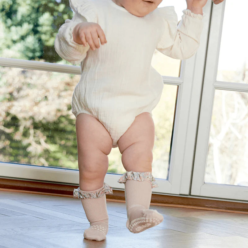 Non-slip Socks Bamboo Soft Pink, Liberty Ruffle - MintMouse (Unicorner Concept Store)