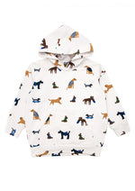 Hoodie off-white with dog print warm