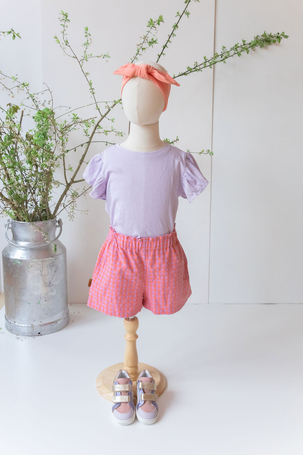 Shorts cotton with pink check print - MintMouse (Unicorner Concept Store)