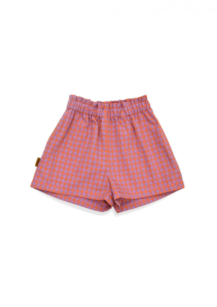 Shorts cotton with pink check print