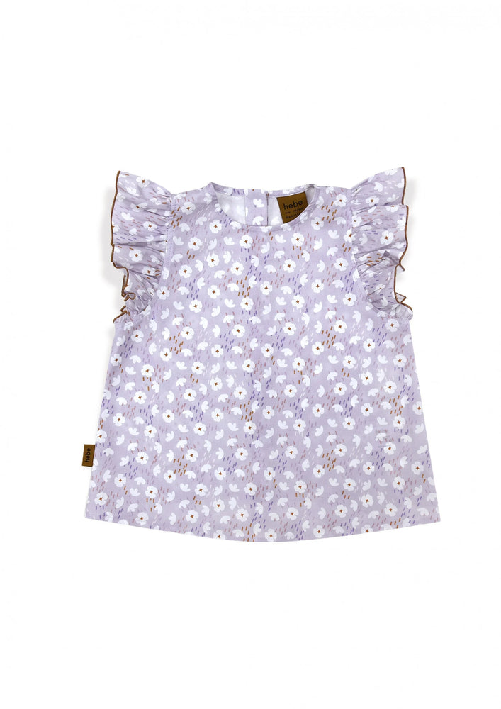 Blouse cotton violet with flowers print