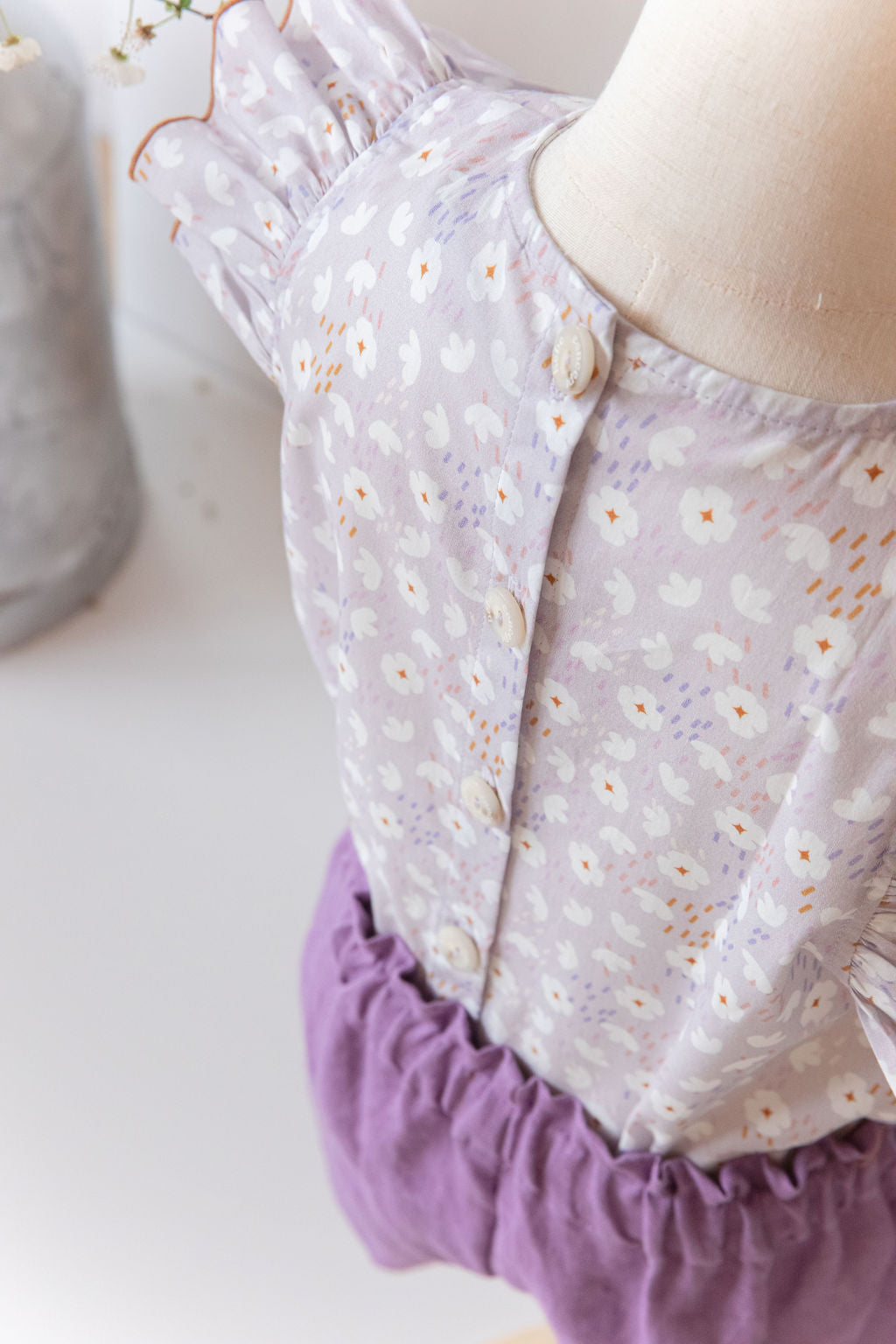 Blouse cotton violet with flowers print - MintMouse (Unicorner Concept Store)