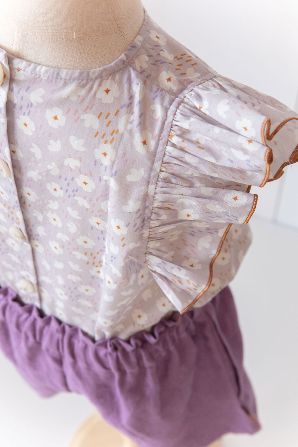 Blouse cotton violet with flowers print - MintMouse (Unicorner Concept Store)