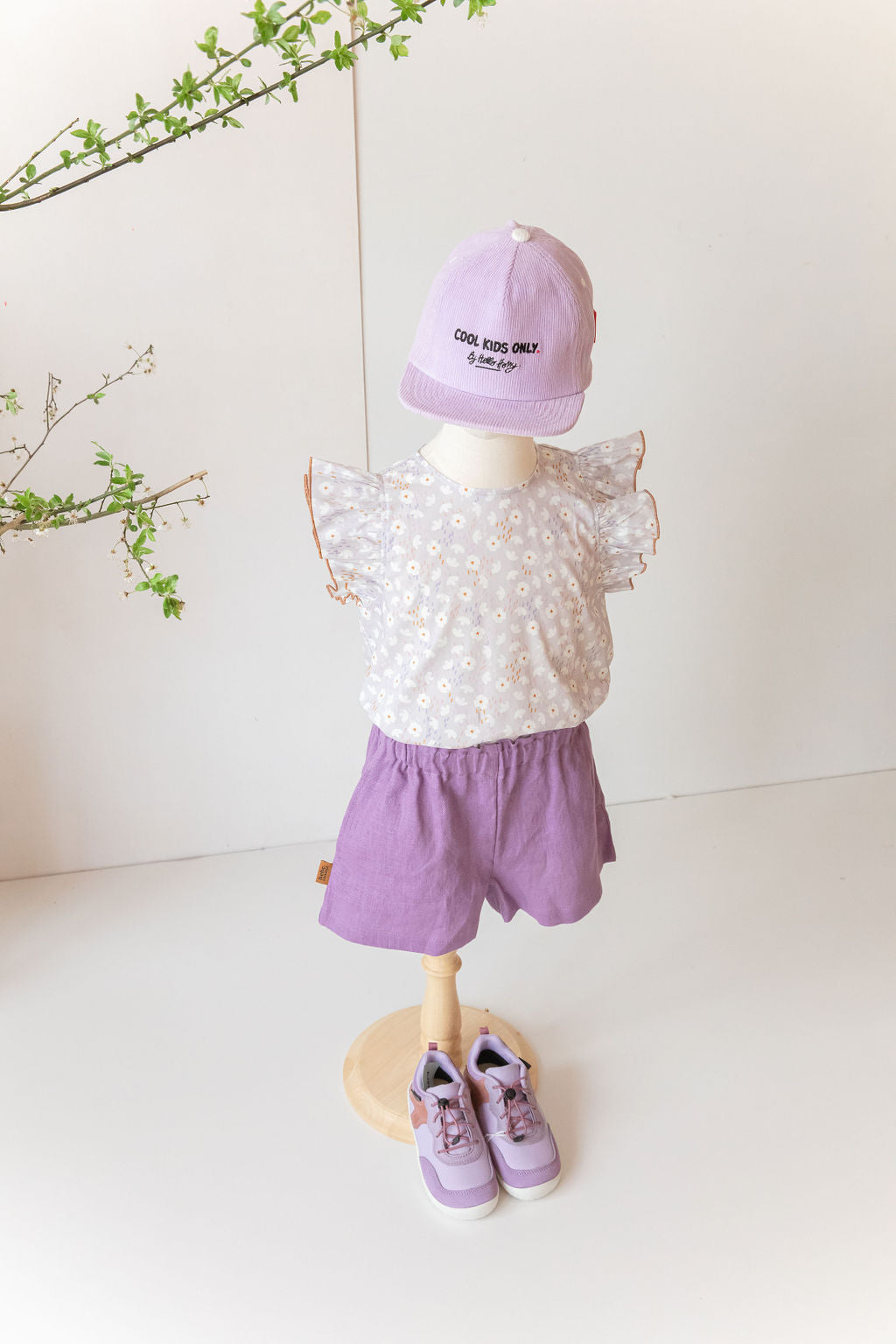 Blouse cotton violet with flowers print - MintMouse (Unicorner Concept Store)