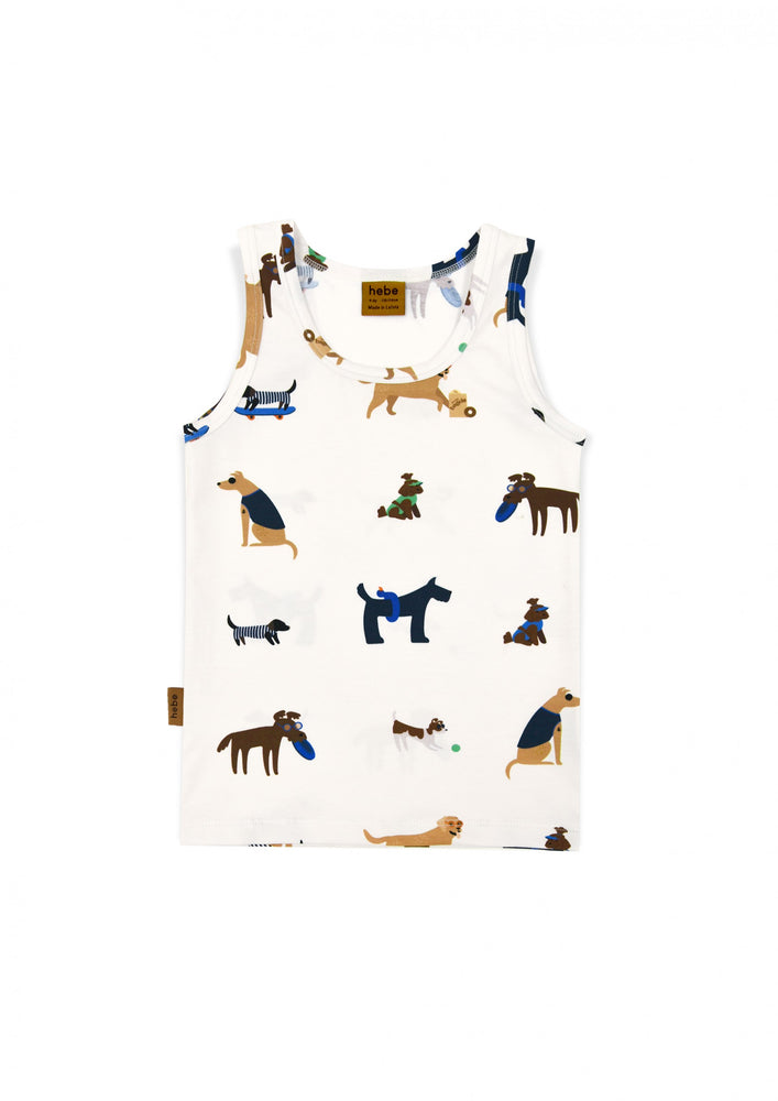 Tank top off-white with dog print