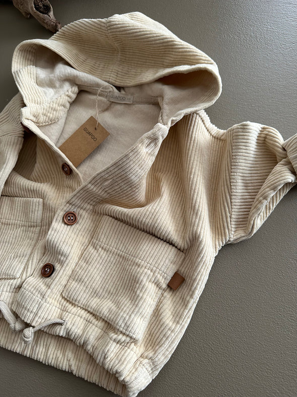 HOODED CORDUROY JACKET | MILK