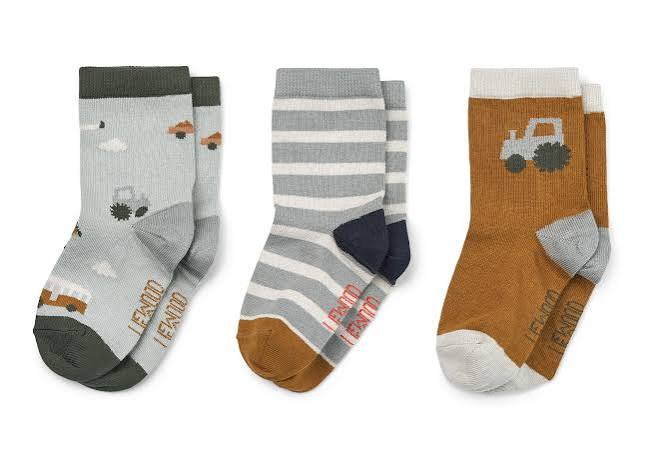 Silas cotton socks 3-pack 1036 Vehicles / Doble blue - MintMouse (Unicorner Concept Store)
