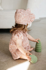 Pink with flower pattern muslin hat - Romantic