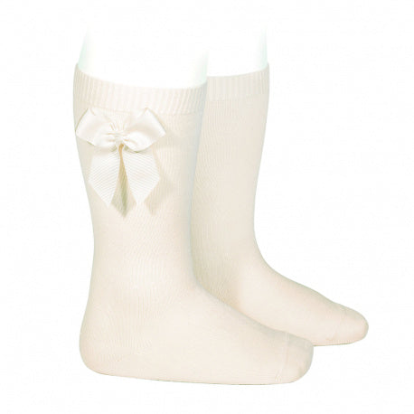 Knee-high socks with grossgrain side bow Beige 303